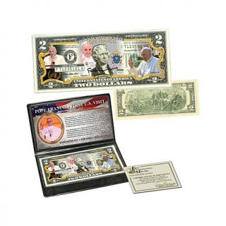 Pope Francis 2015 U.S. Visit Colorized $2 Bill with Story Card and Wallet Holde   7895215