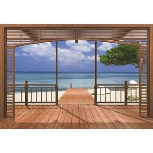 Komar  Scenic Beach Patio Mural   12ft. 9in. wide x 8ft. 10in. high