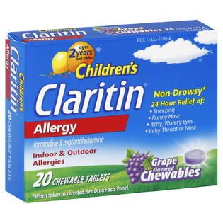 Claritin Childrens Allergy, 24 Hour, 5 mg, Grape Flavored Chewables