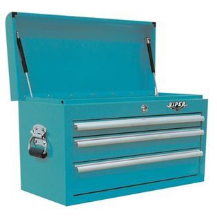 Viper Tool Storage  26 3 Drawer 18G Steel Top Chest, Teal