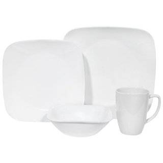 Corelle Square 16 Piece Dinnerware Set, Service for 4, Pure White
