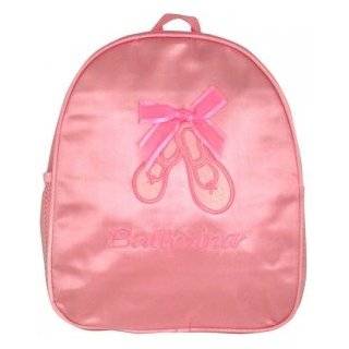 Girls Pink Sparkling Slippers Ballerina Small Backpack with Padded 