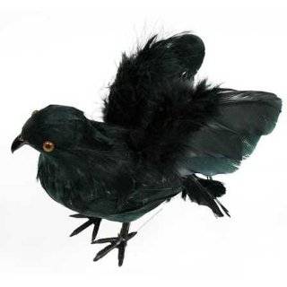 Pkg of 4 Black Feather Flying Crows or Ravens   Artificial Black Birds