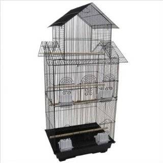 Bird Cage Large Black Parrot Cockatiel Parakeet Finch Crate 4 Feeder 