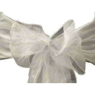  White Organza Sashes Chair Bows (Pack of 25) Made in USA 