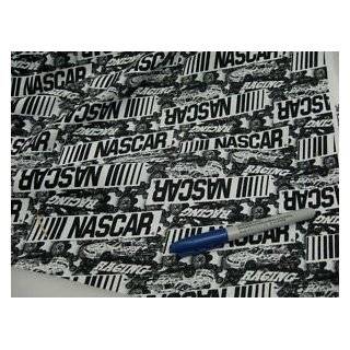 Fabric Cotton Blend Black & White Nascar Racing W225 By Yard,1/2 Yard 