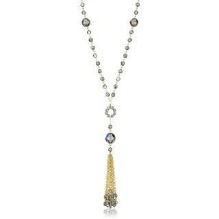   Classic 14k Gold Fill and Swarovski Crystal Deco Tassel Necklace