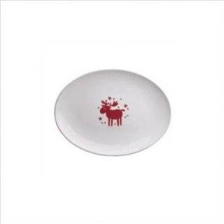   Holiday Willie Rimmed Dinner Plates, Set of 4, White with Cherry Moose