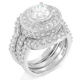 Hedas Grand Antique Style CZ Wedding Ring Set   4 Jewelry  