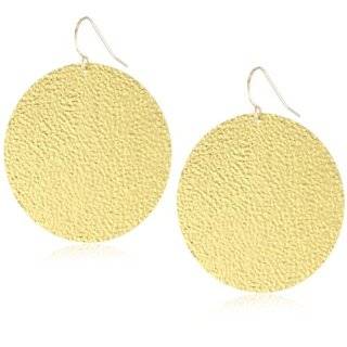 14KT Yellow Gold Circle Hammered Earrings Jewelry 