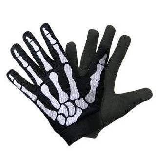  Outer Rebel Fashion Knit Gloves  Black with Green Skeleton 