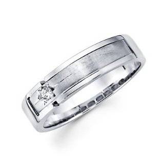 New 14k White Gold Mens Diamond Wedding Ring Band .05ct (G H Color, I1 