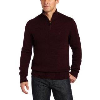 Nautica Mens 1/4 Zip Solid Sweater