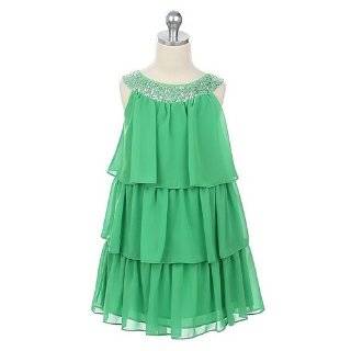 Sweet Kids Toddler Little Girl Green Tiered Sequined Party Dress 2T 12