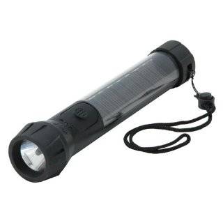 Hybrid Solar LED Flashlight with Battery Backup 120 Lumens Black