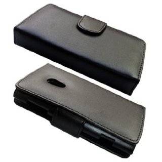  Black Flip Leather Folio Case Pouch Holder w/ Hard Shell 