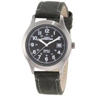 Timex Mens T498699J Expedition Full Size Black Leather Field Watch