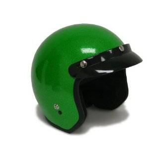 Motorcycle Helmet Vintage Green Open Face Racer Scooter Chopper Bobber 