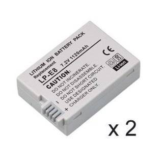 Pack LP E8 LPE8 Equivalent Battery for Canon EOS Rebel 550D, Rebel 