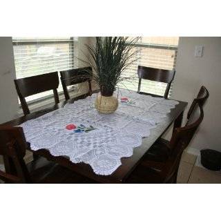 Lace Crochet Tablecloth / Tabletopper   White   31.5 X 55.1