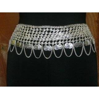   Fashion Belly Dancing Coin Silver Metal Dangling Coins Chains Hip Belt